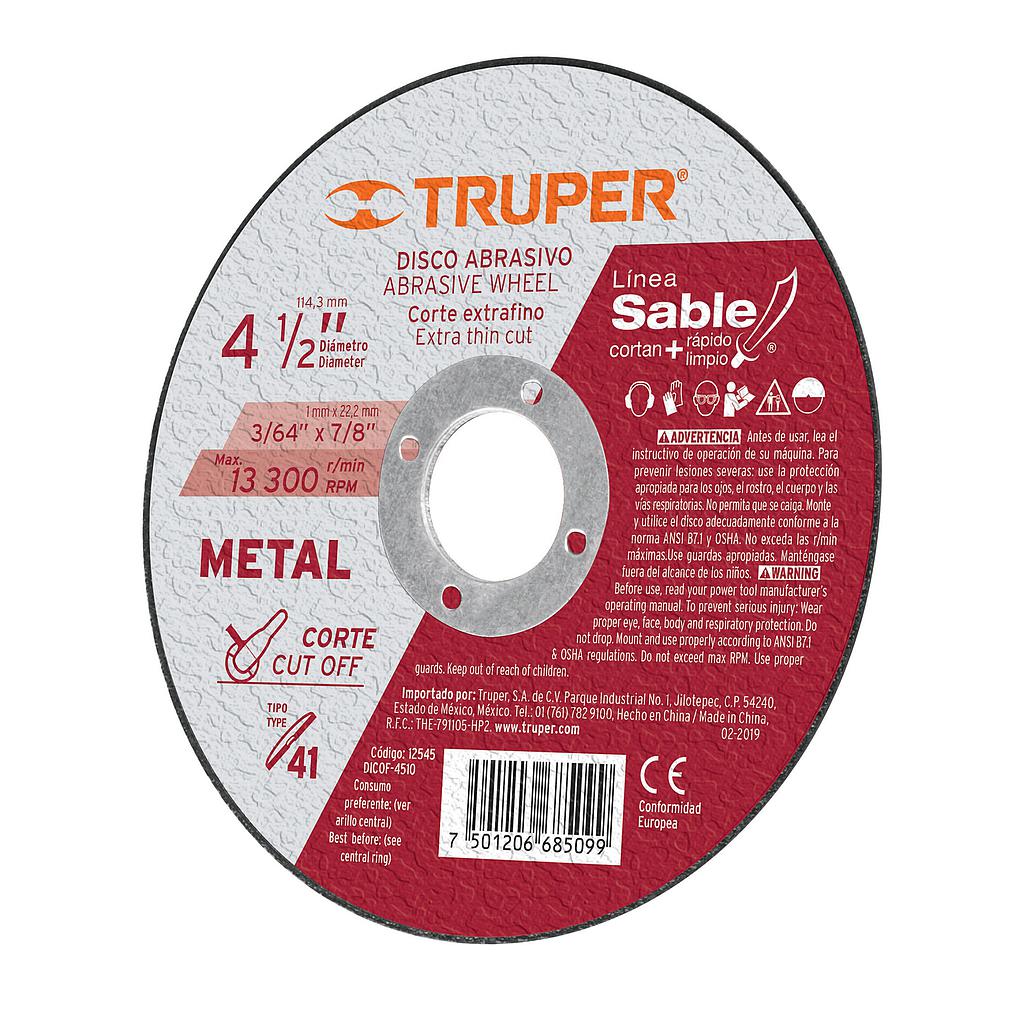 DISCO CORTE METAL 4" TRUPER 12545